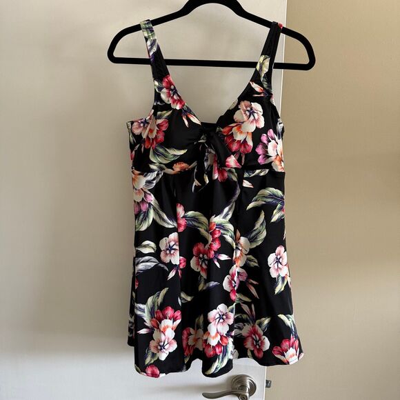 Croft & Barrow Floral Swim Dress Bathing Suit One Piece Pool Beach Vacation 16 - Picture 1 of 8